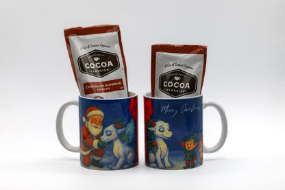 Set of two Emberly 12 oz mugs with hot chocolate packets