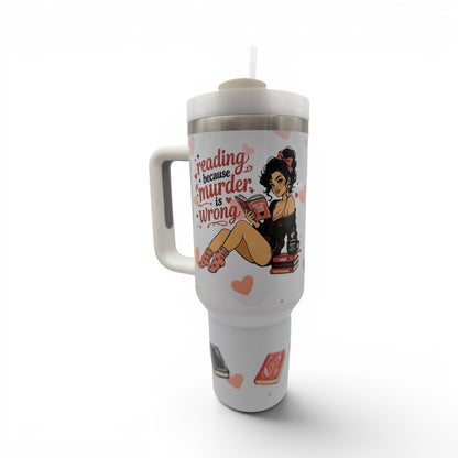 40oz Sublimated Tumbler | Bookish Stainless Steel Cup with Handle