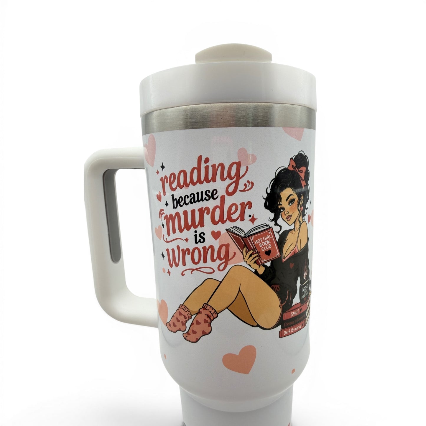 40oz Sublimated Tumbler | Bookish Stainless Steel Cup with Handle