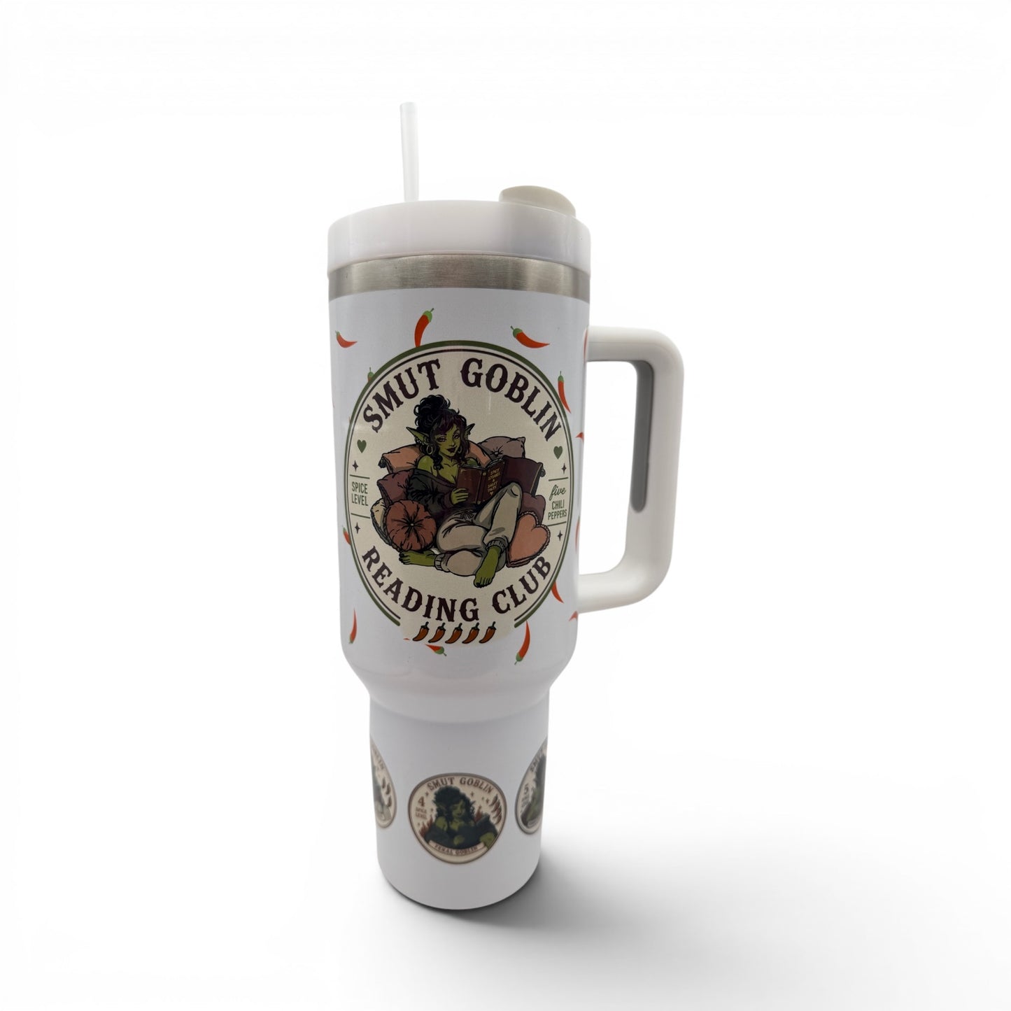 40oz Sublimated Tumbler | Bookish Stainless Steel Cup with Handle