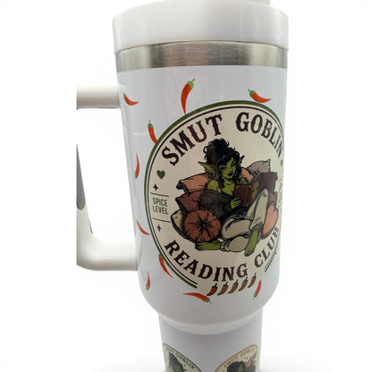 40oz Sublimated Tumbler | Bookish Stainless Steel Cup with Handle