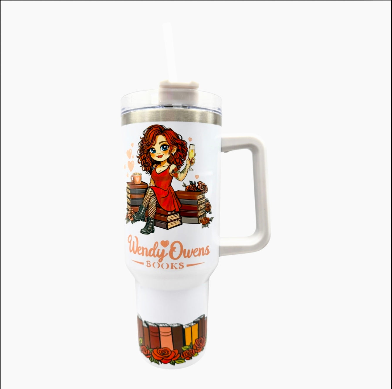 40oz Sublimated Tumbler | Bookish Stainless Steel Cup with Handle