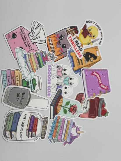 Bookish Vinyl Stickers – 3 Inch Waterproof Decals for Readers, Romantasy Fans, and Book Lovers | Bundle & Individual Options