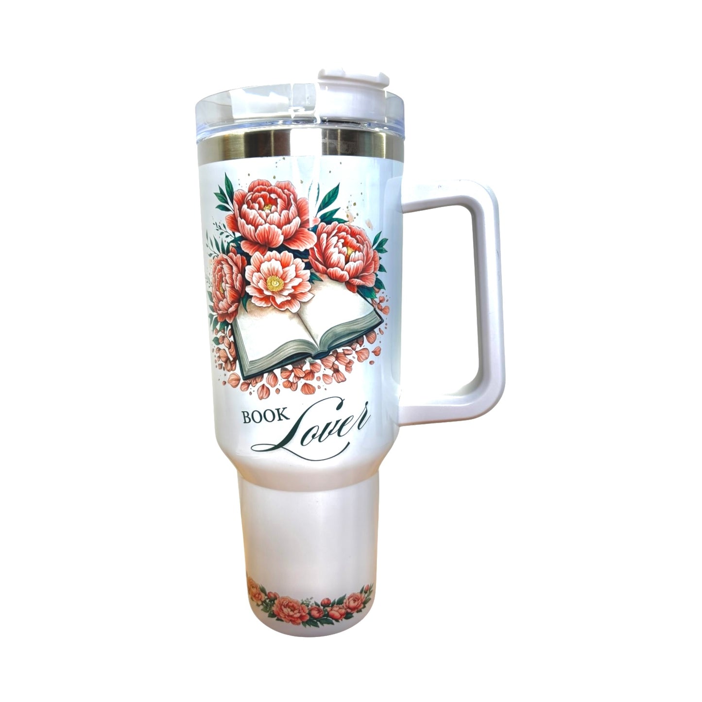 40oz Sublimated Tumbler | Bookish Stainless Steel Cup with Handle