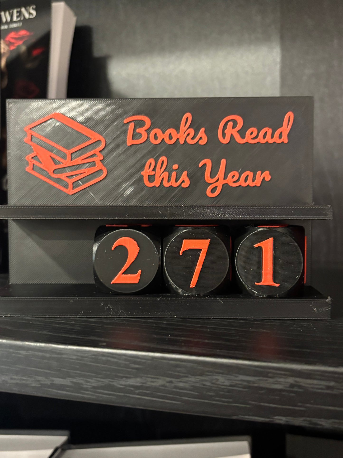 3D Printed Books Read This Year Tracker – Adjustable up to 999 Books, Multiple Colors