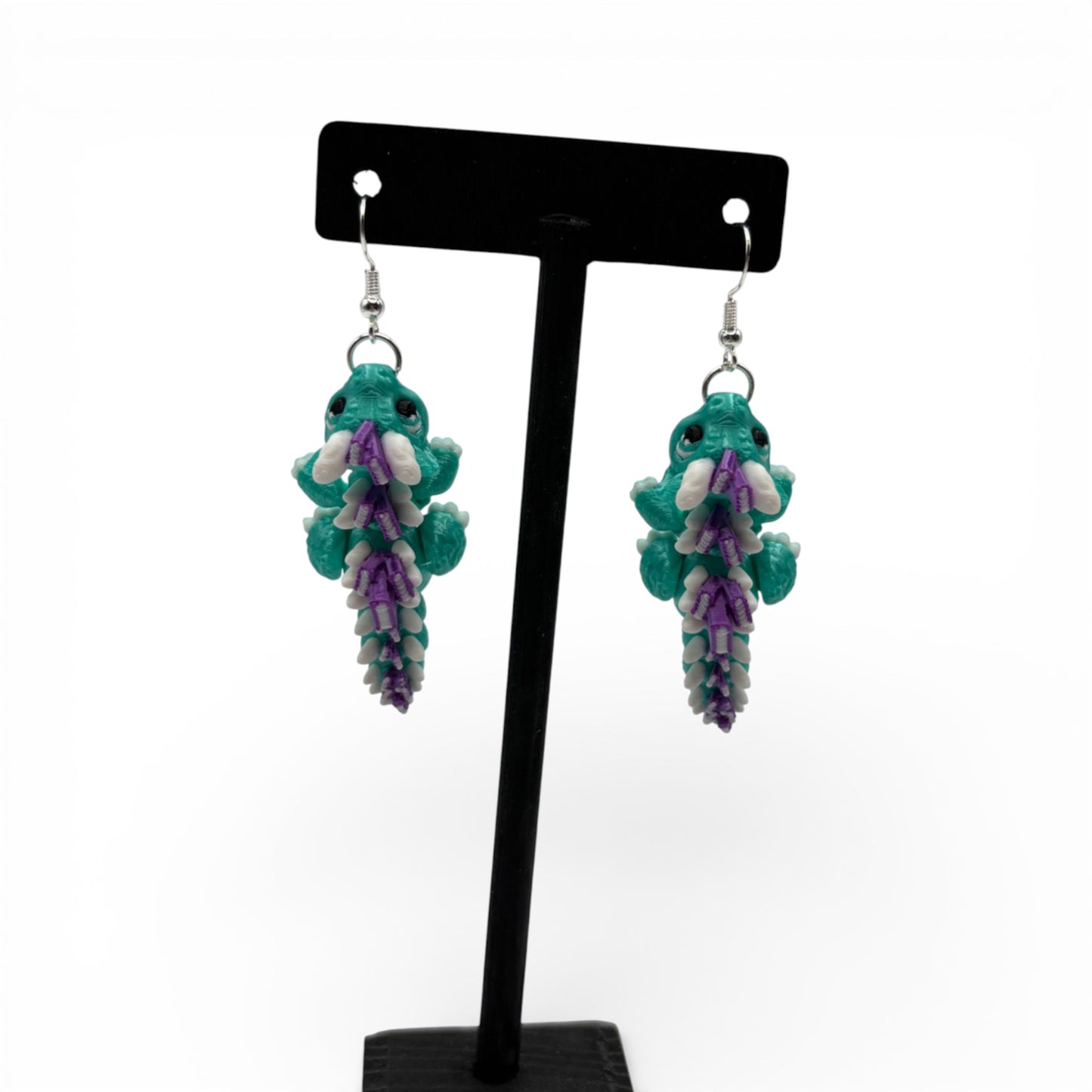 Book Dragon Articulated 3D Printed Earrings