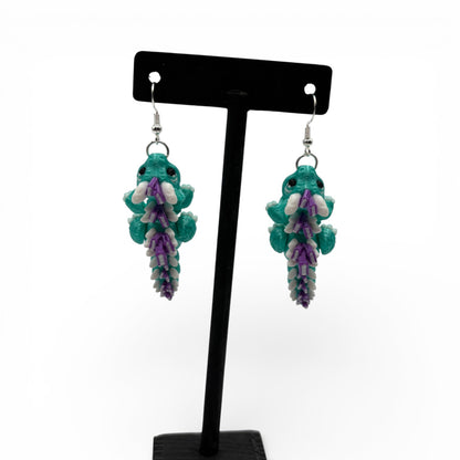 Book Dragon Articulated 3D Printed Earrings