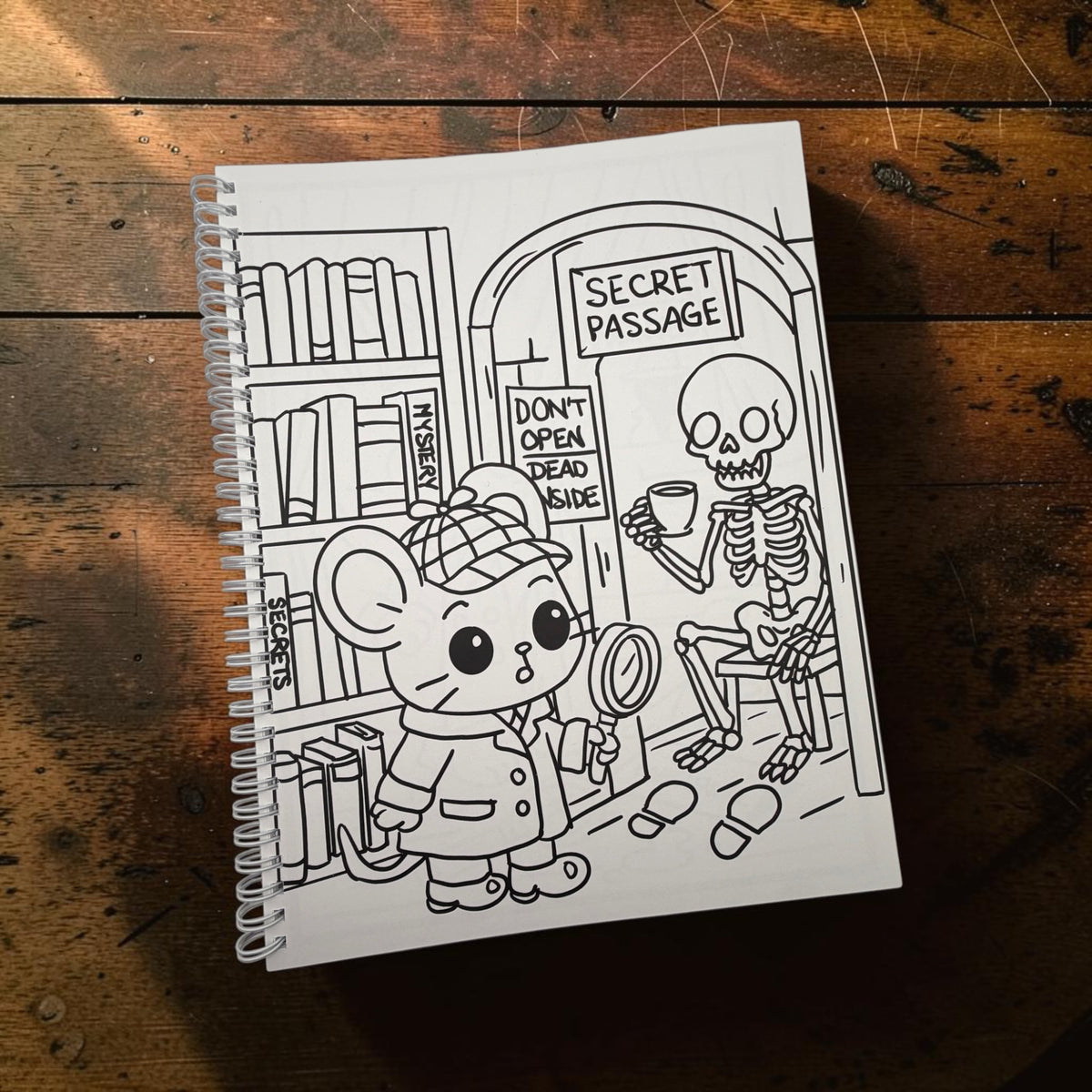Mystery & Thriller Bookish Coloring Book 8.5 x 11 Spiral Bound