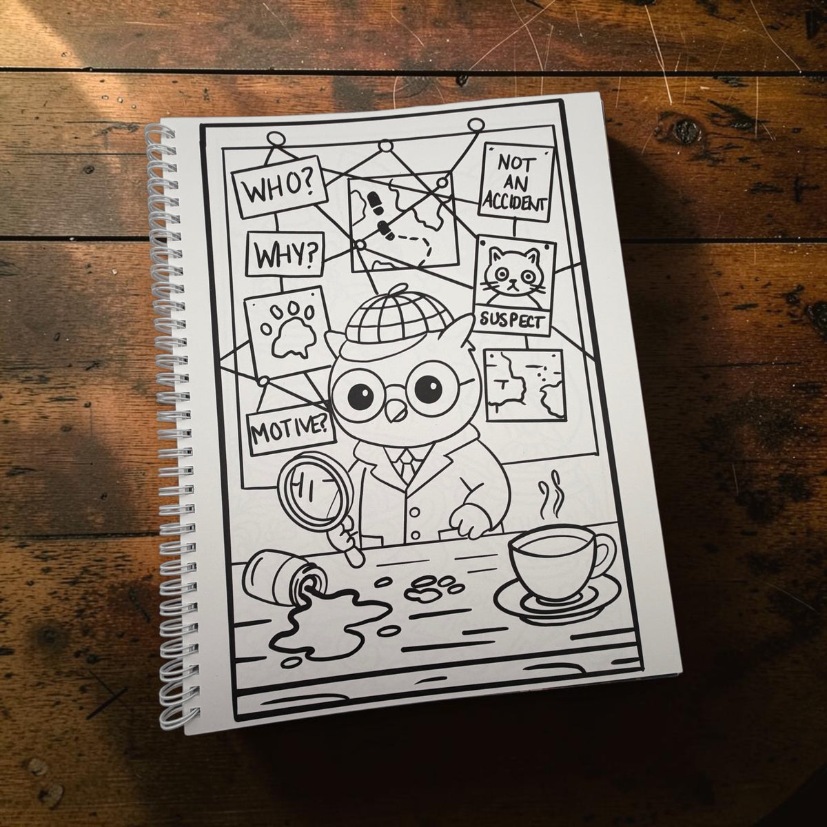 Mystery & Thriller Bookish Coloring Book 8.5 x 11 Spiral Bound