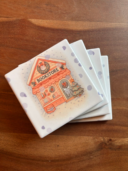 Bookish Coasters - Set of Four Ceramic Coasters / Gifts for Readers / Coasters / Literary Gifts / Book Gifts / Bookish Gifts / Teacher Gifts / Book Lover / Hostess Gift