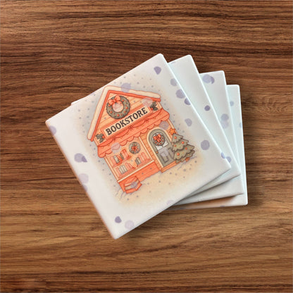 Bookish Coasters - Set of Four Ceramic Coasters / Gifts for Readers / Coasters / Literary Gifts / Book Gifts / Bookish Gifts / Teacher Gifts / Book Lover / Hostess Gift