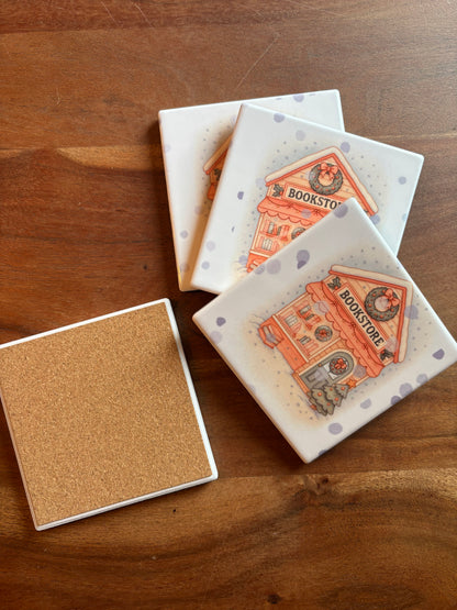 Bookish Coasters - Set of Four Ceramic Coasters / Gifts for Readers / Coasters / Literary Gifts / Book Gifts / Bookish Gifts / Teacher Gifts / Book Lover / Hostess Gift