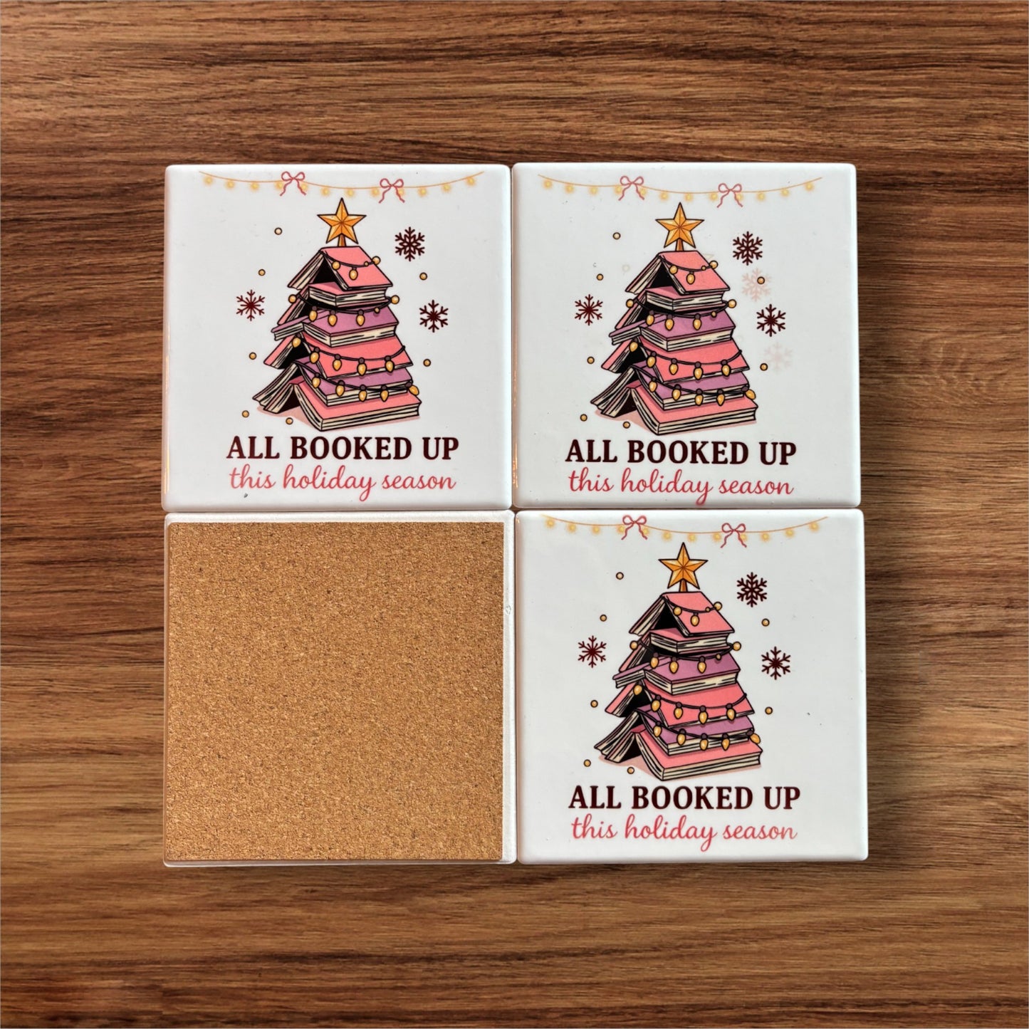 Bookish Coasters - Set of Four Ceramic Coasters / Gifts for Readers / Coasters / Literary Gifts / Book Gifts / Bookish Gifts / Teacher Gifts / Book Lover / Hostess Gift