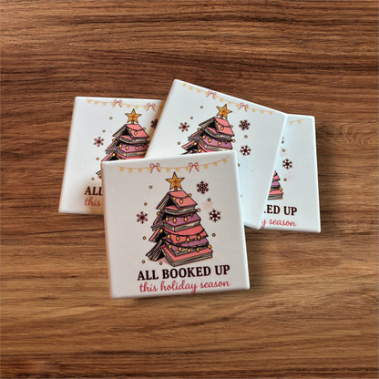 Bookish Coasters - Set of Four Ceramic Coasters / Gifts for Readers / Coasters / Literary Gifts / Book Gifts / Bookish Gifts / Teacher Gifts / Book Lover / Hostess Gift