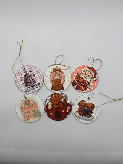 3 inch porcelain holiday ornaments designed by Wendy Owens