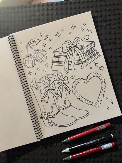 PRE-ORDER with reduced early bird pricing: In My Bookish Era Coquette Coloring Book.