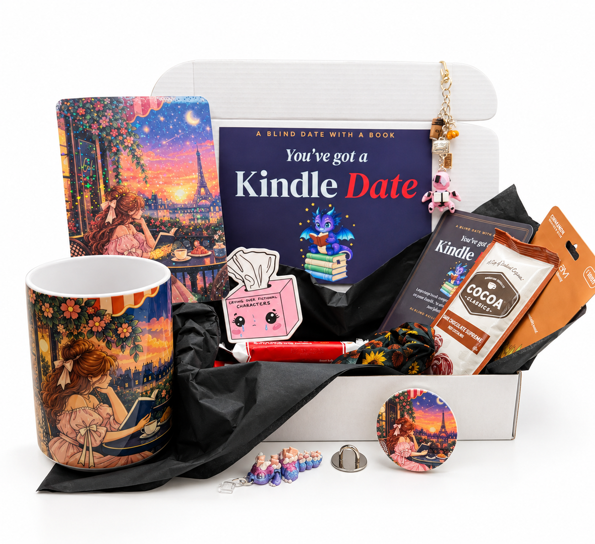 Wanderlust Reader - Date with a Kindle & Matching Mug | Blind Date eBook Gift Box + Kindle Accessories