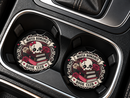 Bookish Ceramic Car Coasters – Set of 2 | Cute Car Cup Holder Accessories