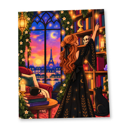 Midnight Library 8x10 matte paper art print on white background