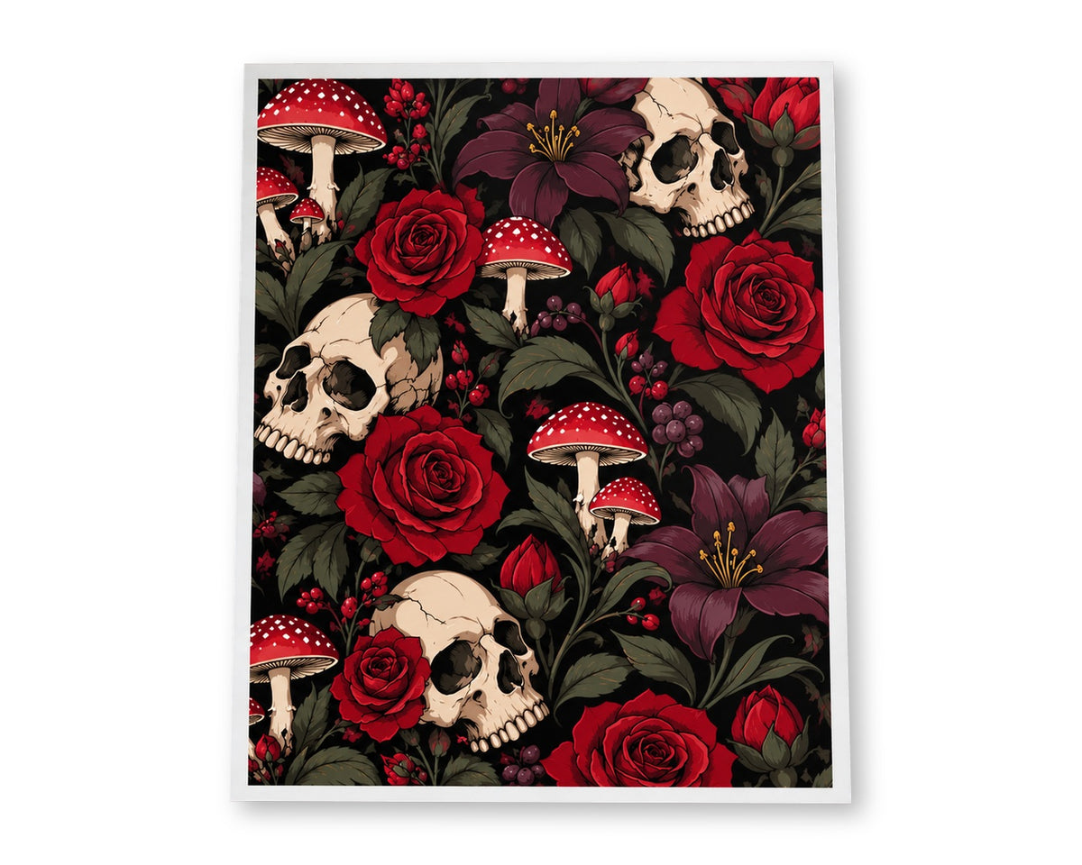 Mushroom Skull 8x10 matte paper art print on white background