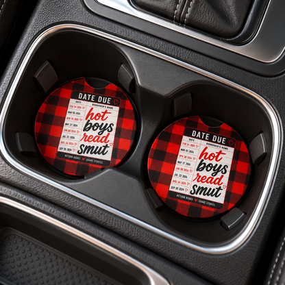 Bookish Ceramic Car Coasters – Set of 2 | Cute Car Cup Holder Accessories