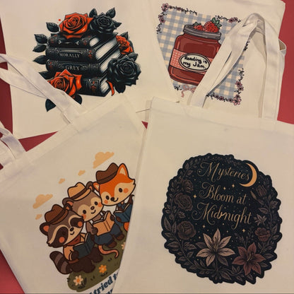 Small canvas Tote featuring double sided original print of a Wendy Owens Design