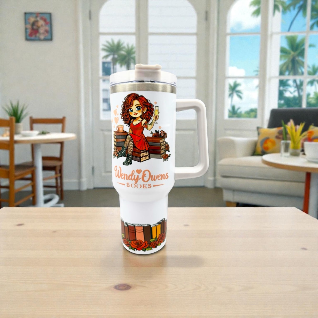 40oz Sublimated Tumbler | Bookish Stainless Steel Cup with Handle