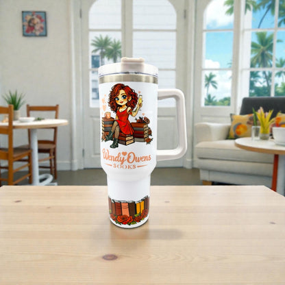 40oz Sublimated Tumbler | Bookish Stainless Steel Cup with Handle