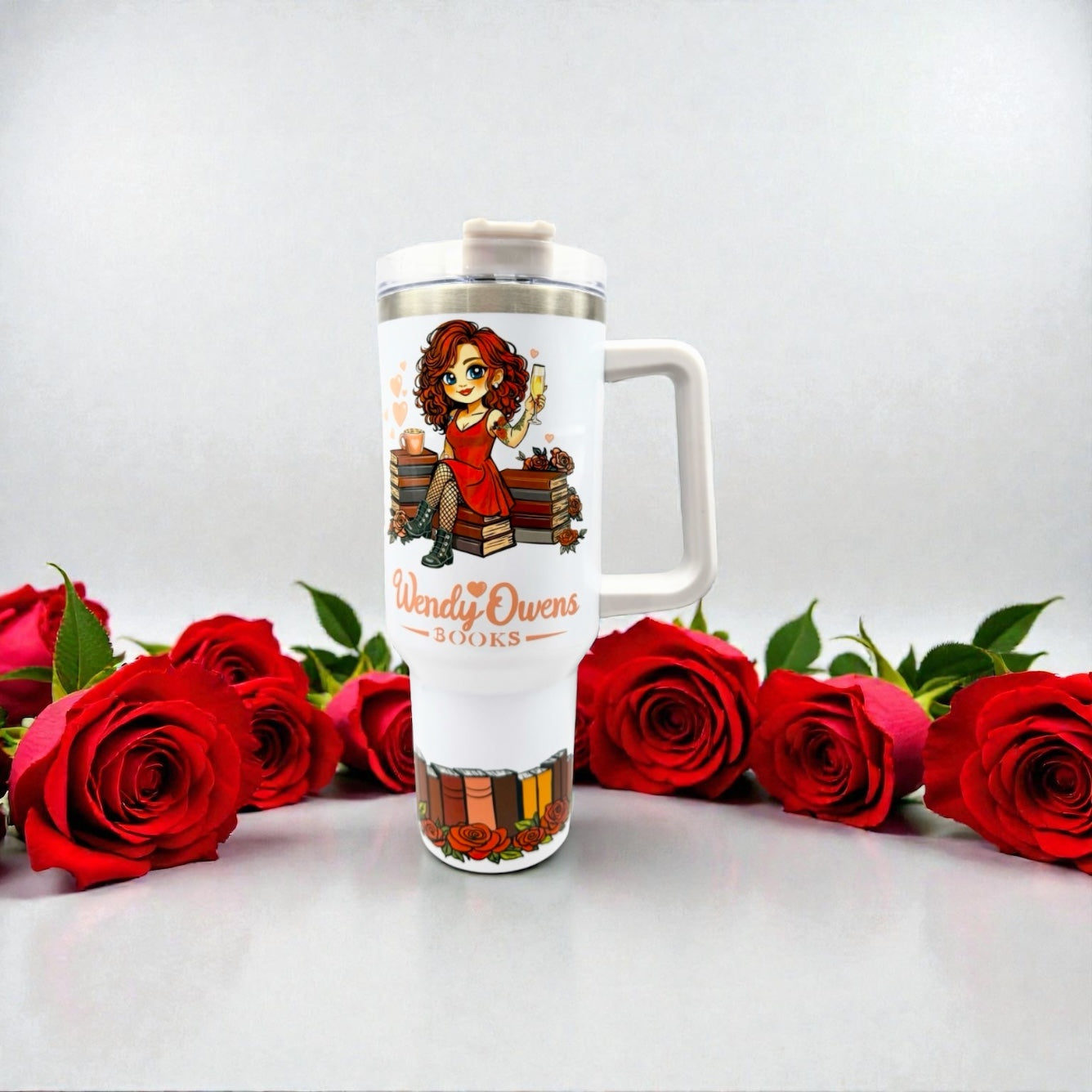 40oz Sublimated Tumbler | Bookish Stainless Steel Cup with Handle