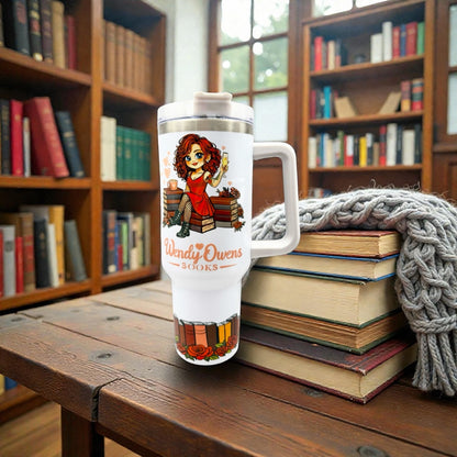 40oz Sublimated Tumbler | Bookish Stainless Steel Cup with Handle