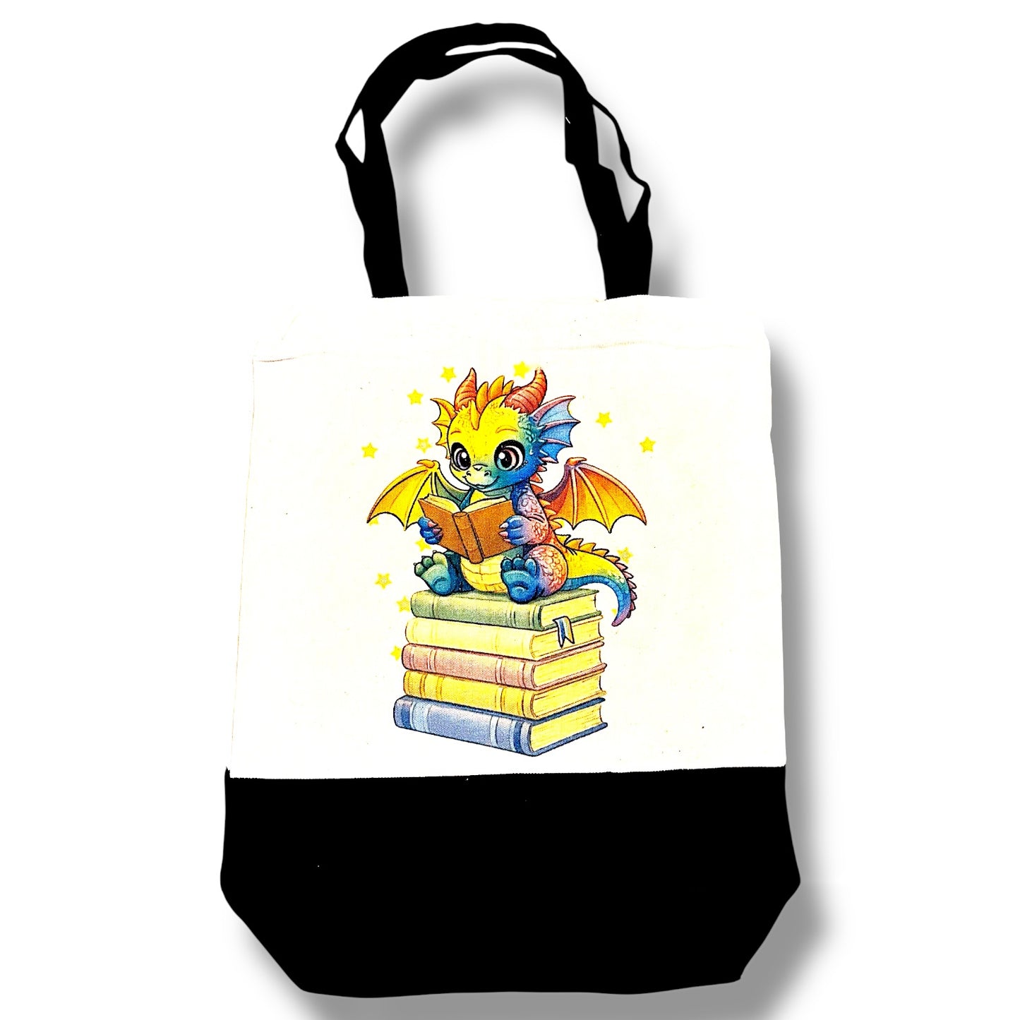 Book Dragon Canvas Totes - multiple options! Black bottom or color tote