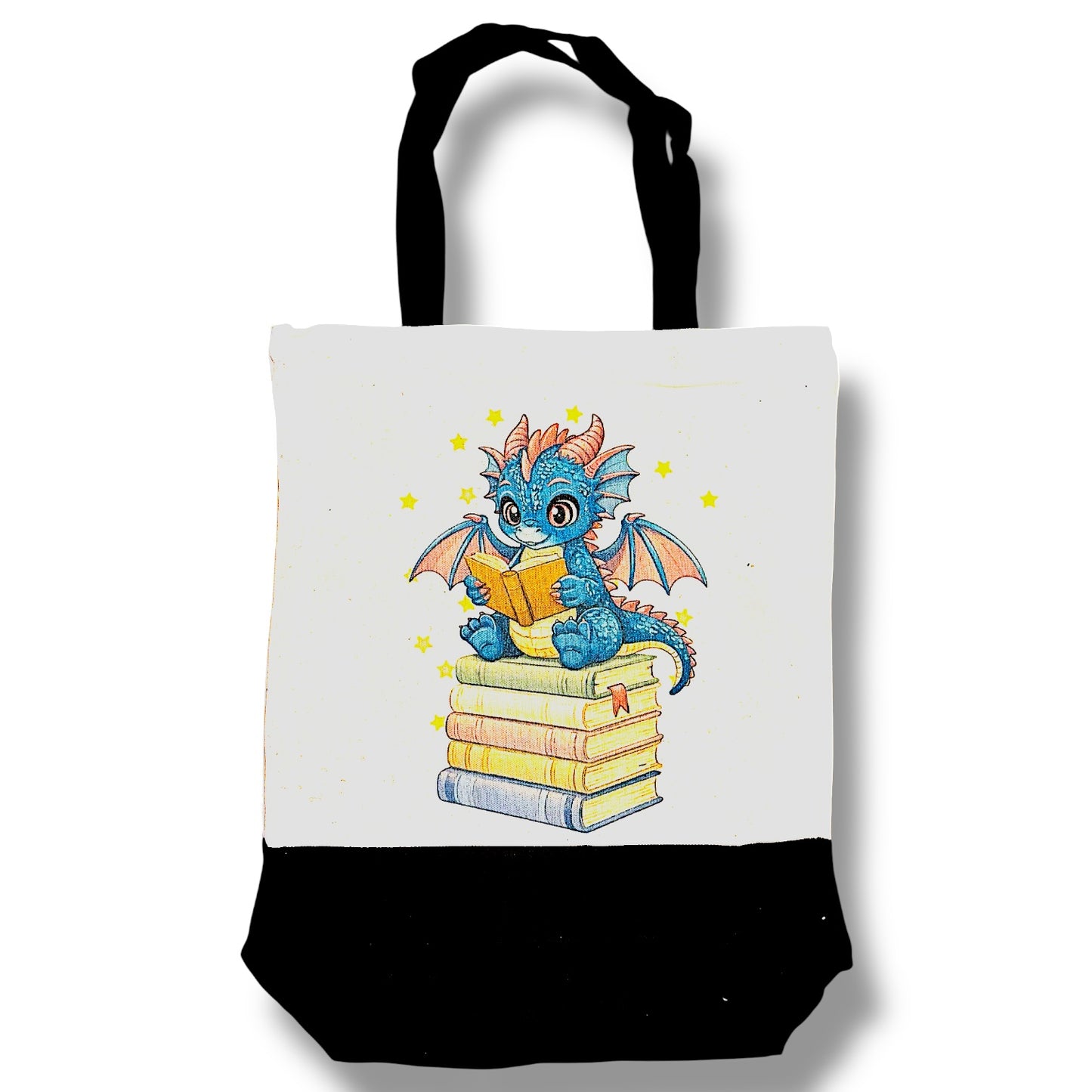 Book Dragon Canvas Totes - multiple options! Black bottom or color tote