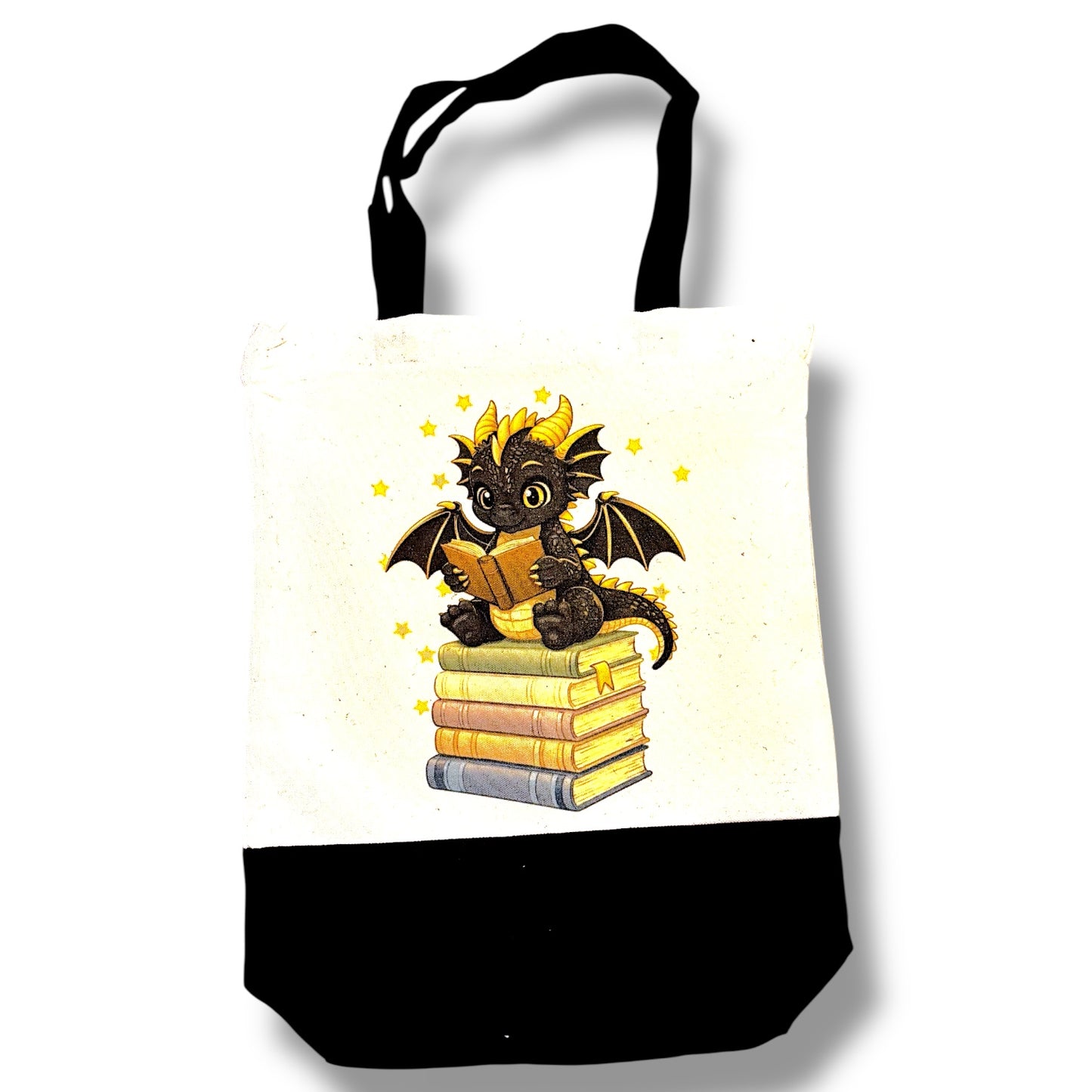 Book Dragon Canvas Totes - multiple options! Black bottom or color tote