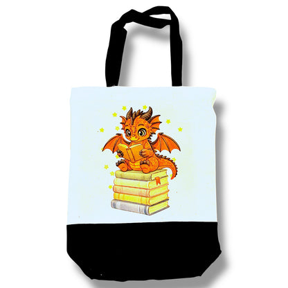Book Dragon Canvas Totes - multiple options! Black bottom or color tote