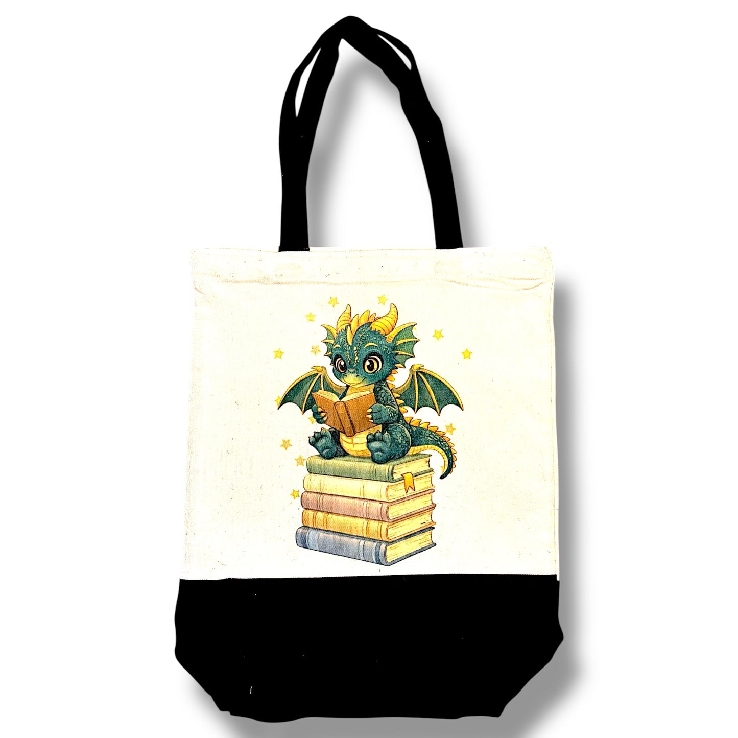 Book Dragon Canvas Totes - multiple options! Black bottom or color tote