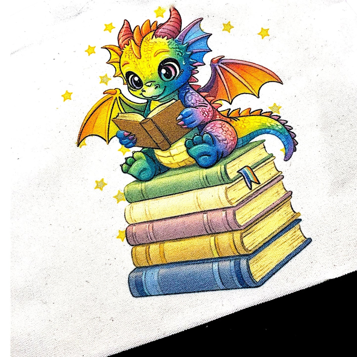 Book Dragon Canvas Totes - multiple options! Black bottom or color tote