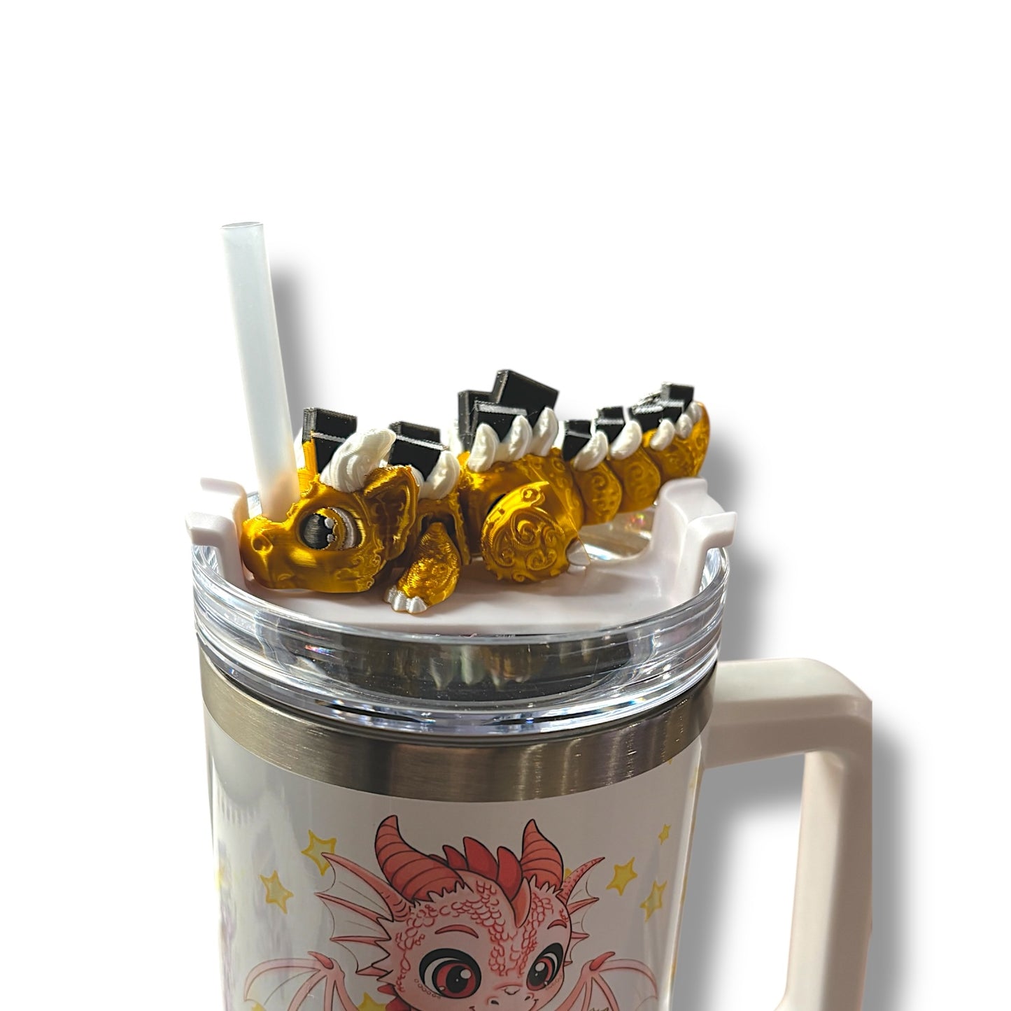 Book Dragons Articulated 3D Printed Sip Sidekicks for Tumblers