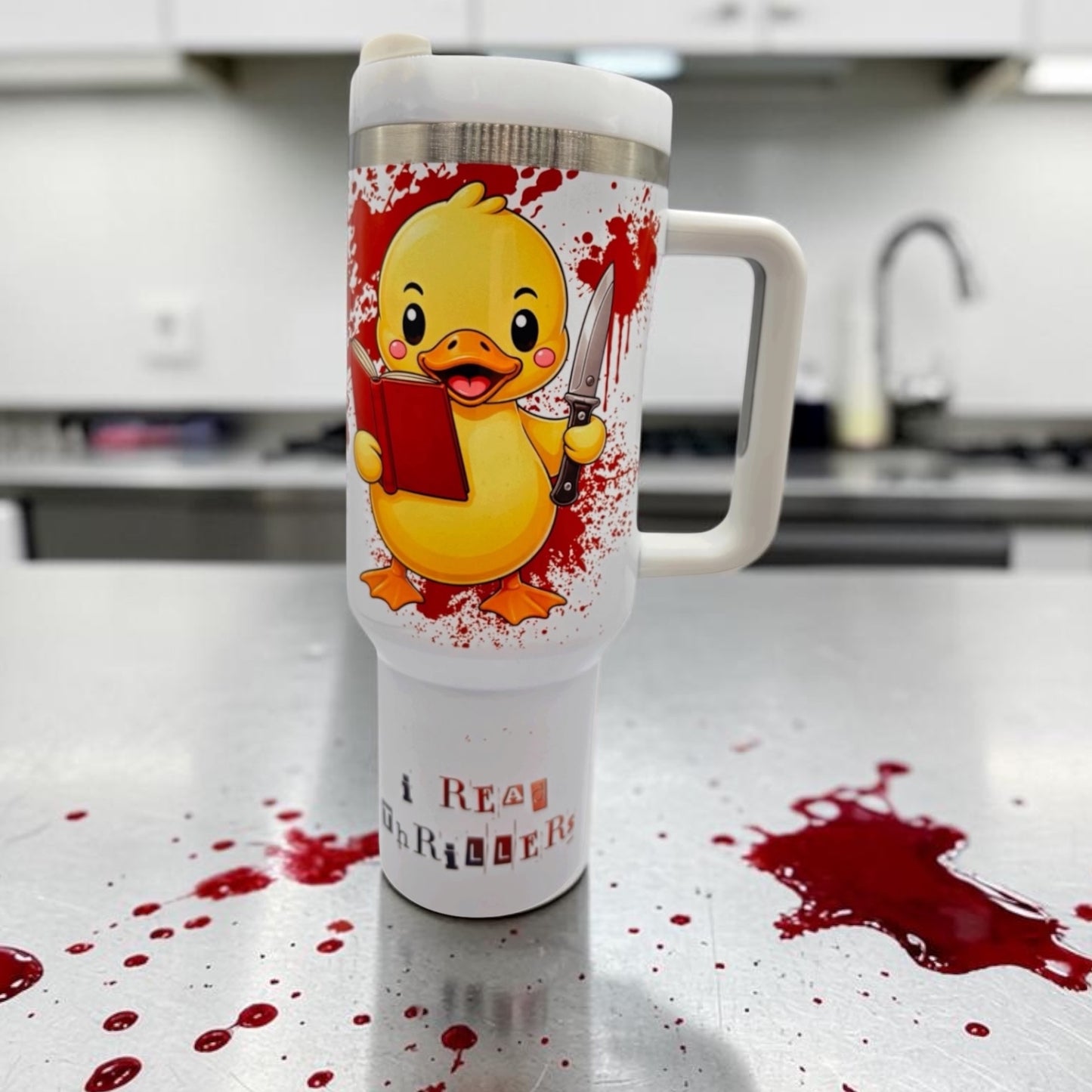 40oz Sublimated Tumbler | Bookish Stainless Steel Cup with Handle