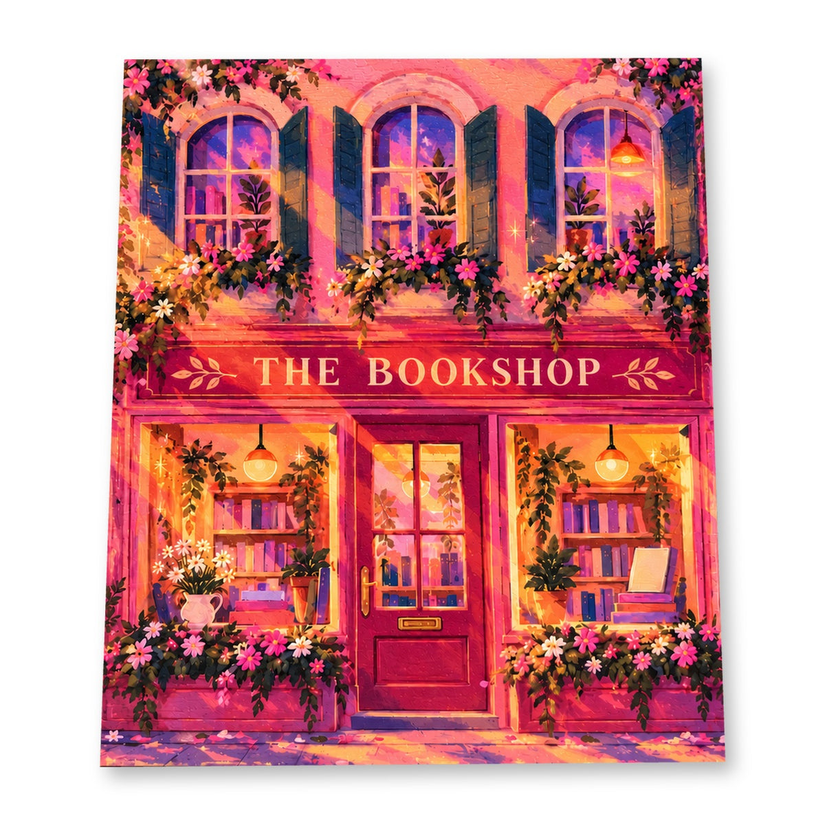 Pink Bookshop 8x10 matte paper art print on white background