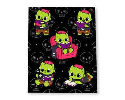 Reading Zombie 8x10 matte paper art print on white background