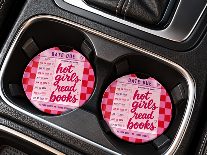 Bookish Ceramic Car Coasters – Set of 2 | Cute Car Cup Holder Accessories