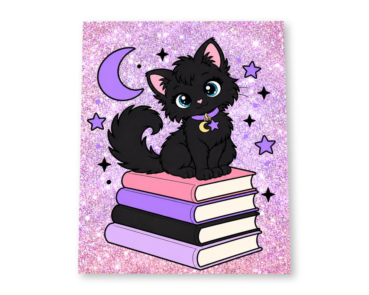 Sparkle Kitty 8x10 matte paper art print on white background