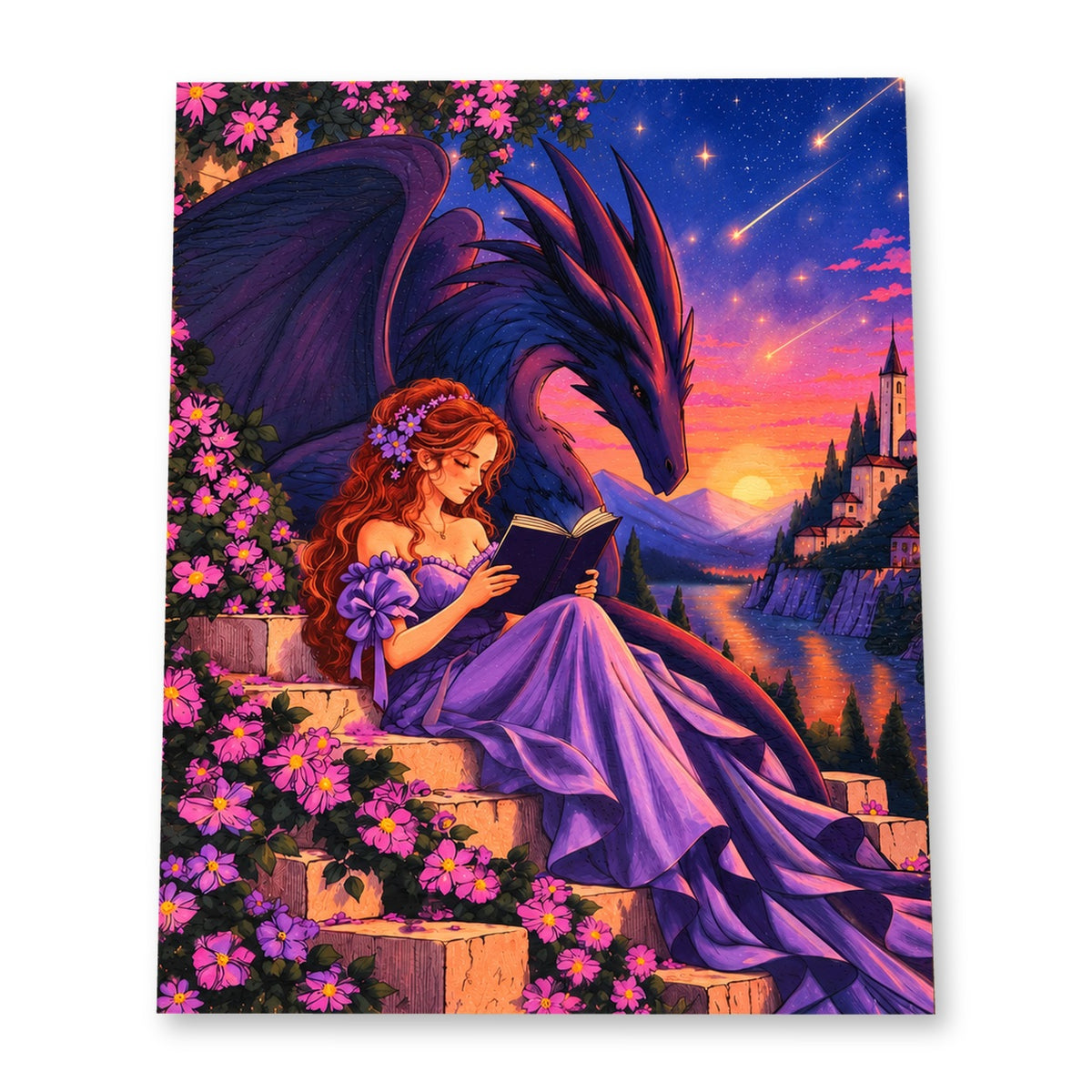 The Dragon's Reader 8x10 matte paper art print on white background