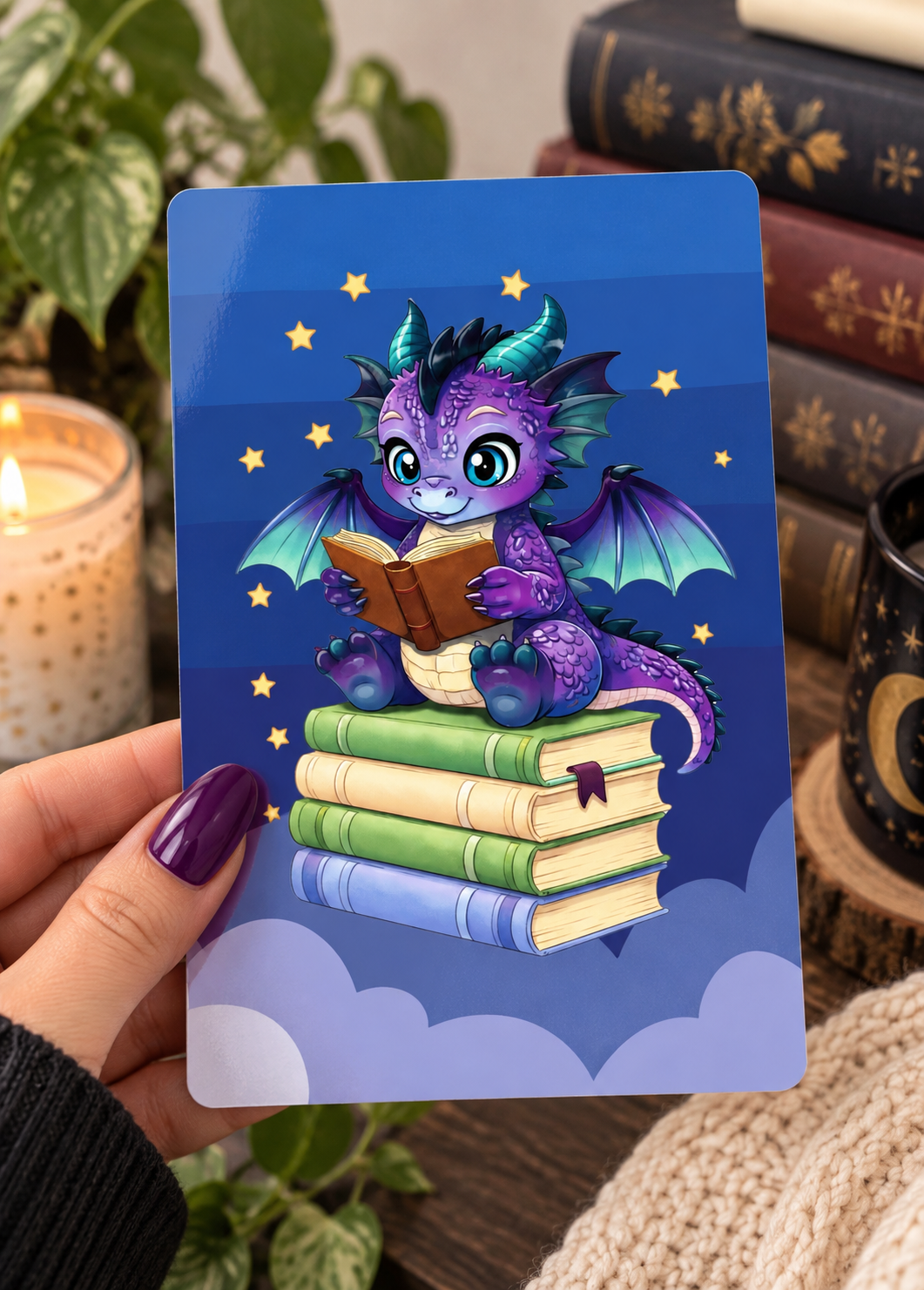 Basic 11th gen (2022) and Basic 12th gen (2024) Kindle Insert – Original Bookish Art by Wendy Owens | E-Reader Clear Case Insert | Matte or Holographic Stars