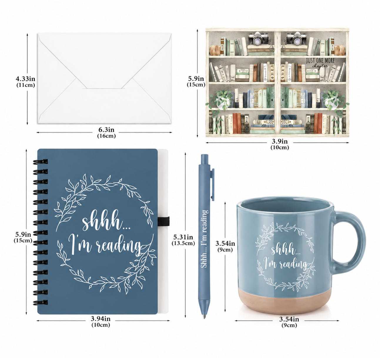 Bookish Gift Set — Mug, Journal, Pen & Bookmark | 6 Designs