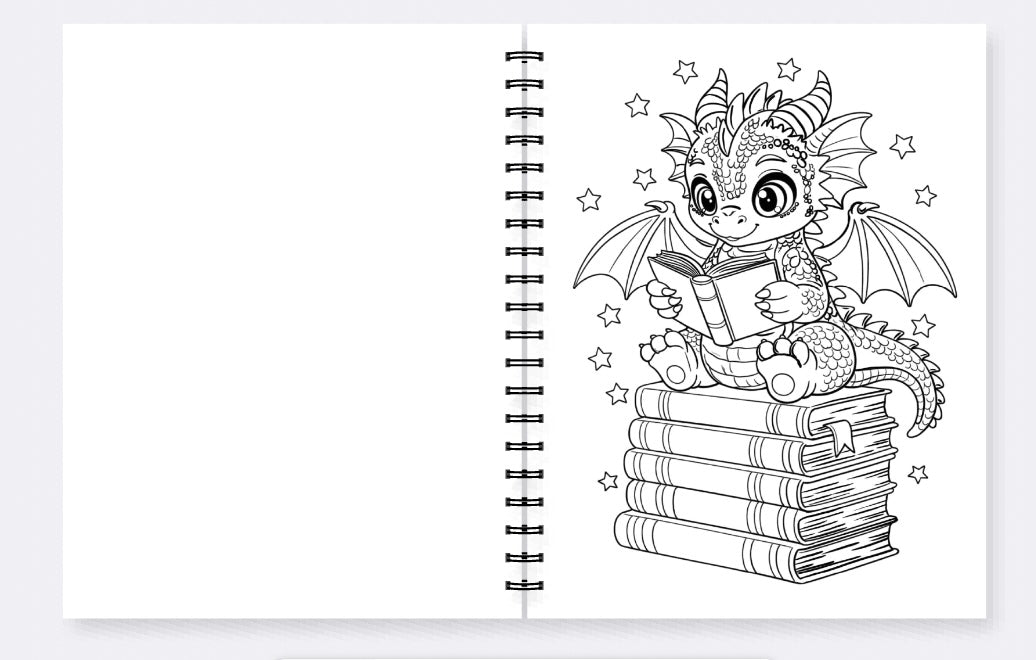 PRE-ORDER Early Bird Pricing - The Well-Read Dragon — A Coloring Book for Book Lovers & Dragon Lovers Alike