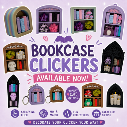 Traditional Bookcase Clicker — Mini 3D Printed Fidget Bookshelf