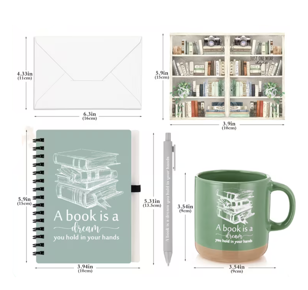 Bookish Gift Set — Mug, Journal, Pen & Bookmark | 6 Designs