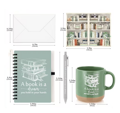 Bookish Gift Set — Mug, Journal, Pen & Bookmark | 6 Designs