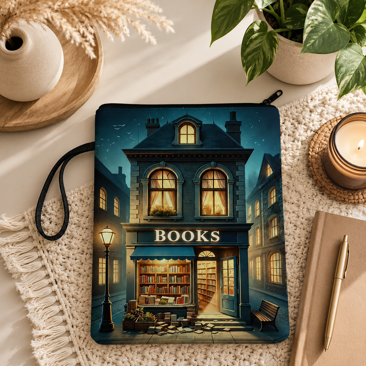 Book Jacket with Printed Patterns, Cover for Journals, Planners, Tablets, Readers | Stylish Case for, Office, Travel with zipper and water resistant liner.